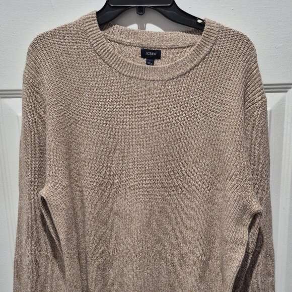 J. Crew Mens Marled shaker-stitch crewneck sweater Size Large Camel Ivory Moulin - Picture 1 of 6